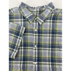 Patagonia Men's Short Sleeve Button Up Gray Multi Plaid XL Shirt Organic Cotton